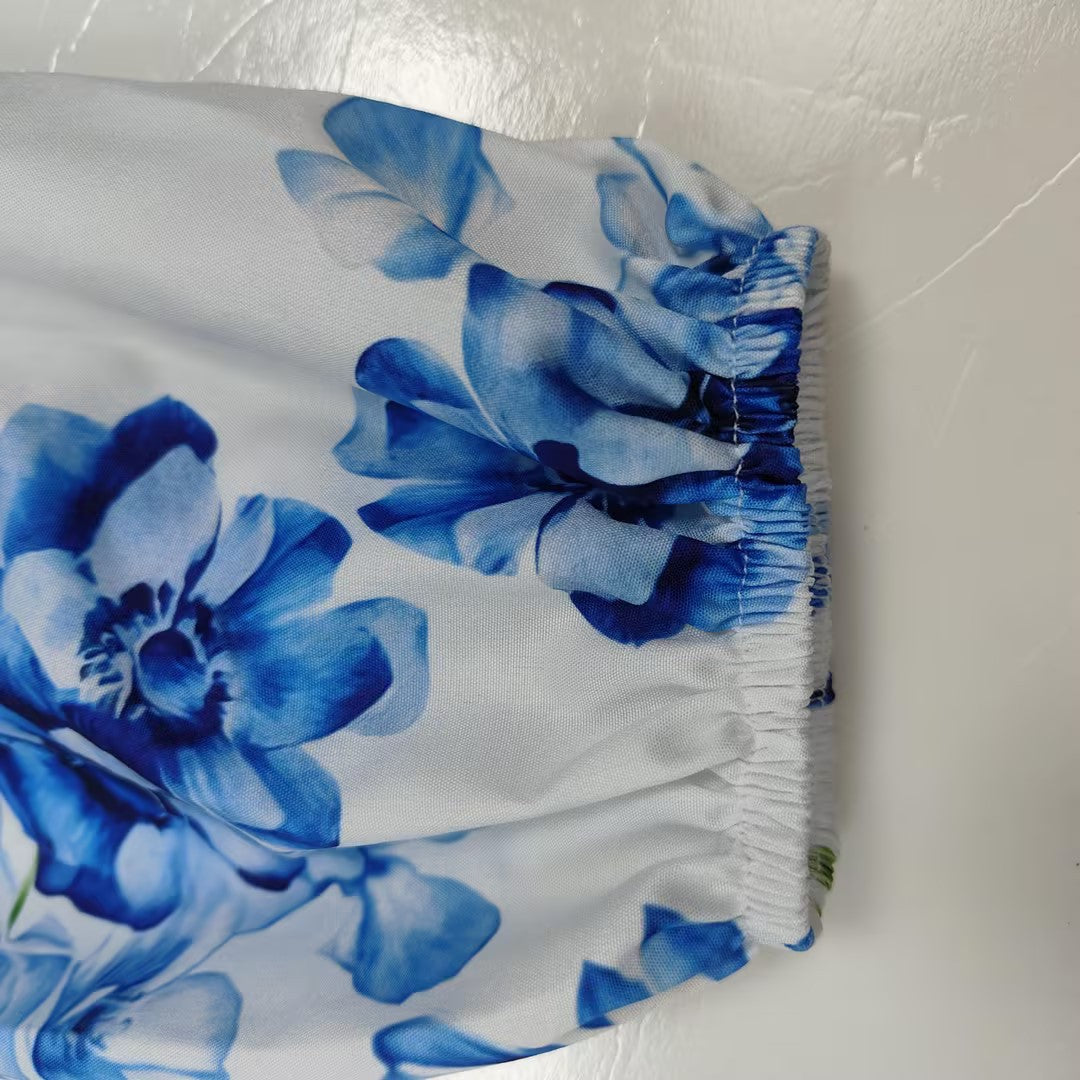 Women's Elegant Fashion V-neck Bubble Sleeve Ruffle Edge Dress