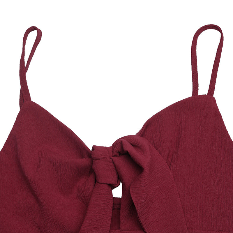 Jumpsuit Bow Solid Color Jumpsuit