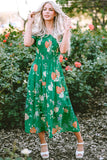 Women Square Neck Dress Printed Loose