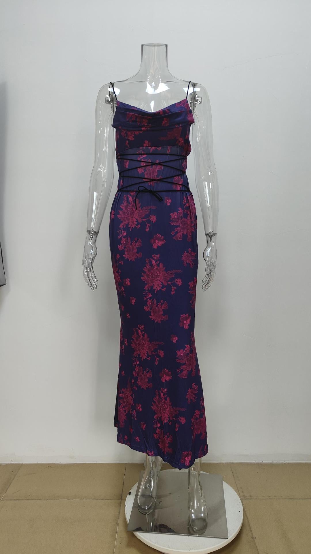 Slim Low Neck Print Bodycon Dress