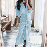 Womens Casual V-Neck Printed Strap-on Dress