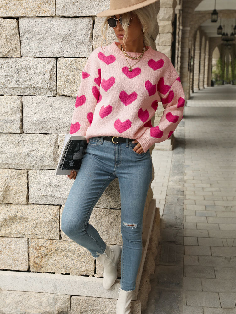 Valentine's Day Love Long Sleeve Pink Sweater