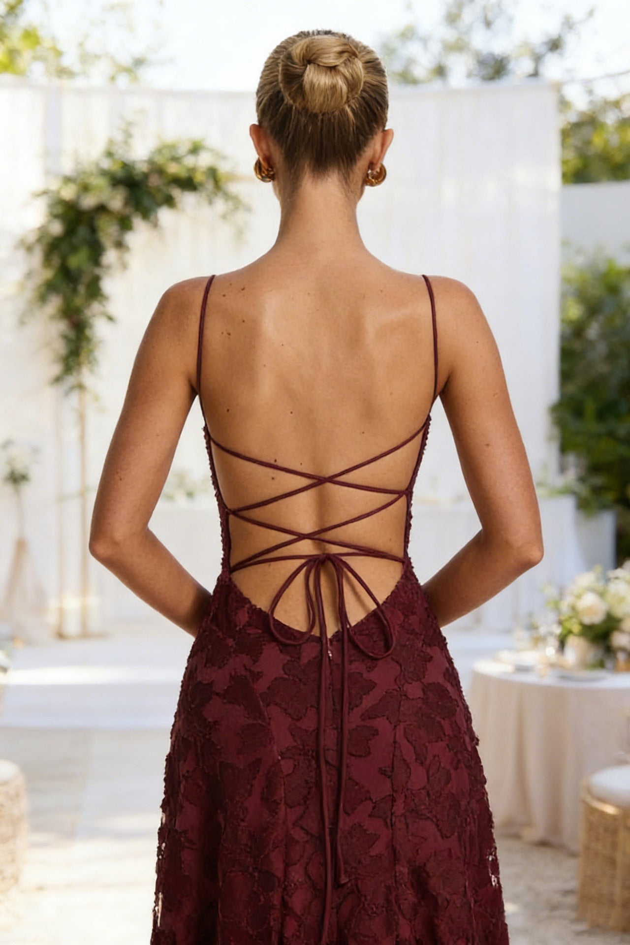 Women's Burgundy Sexy Camisole Dress