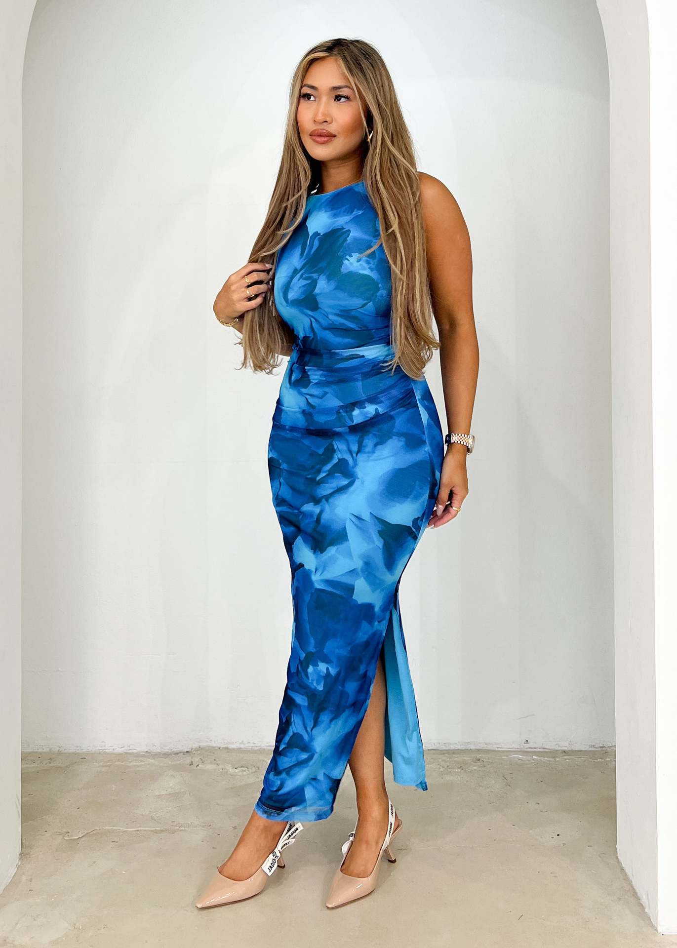 Women's Summer Sexy Print Slim-fitting Waist Slim Dress