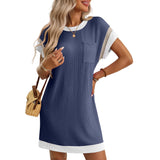 Summer Casual Short Sleeve Pocket Dress