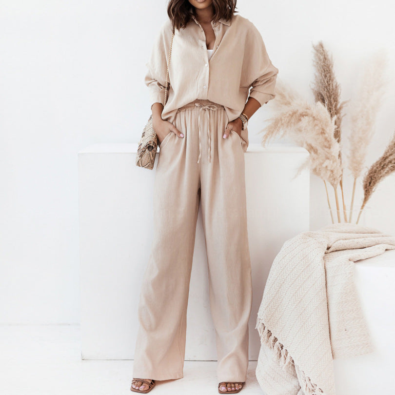 Women's Fashion Loose Shirt and Pants Casual Suit