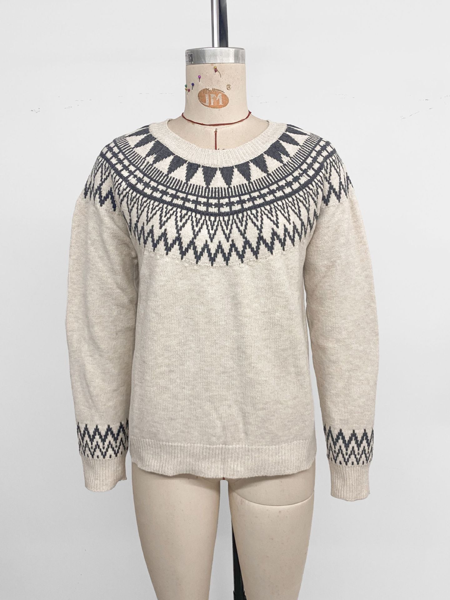 Casual Vintage Knitted Sweater Loose Crew Neck Sweater