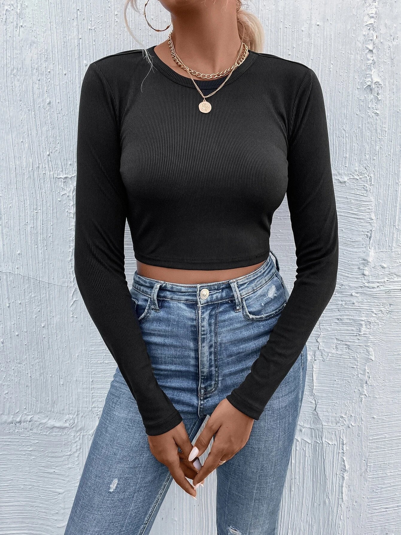 Women's Crew Neck Pullover Casual Long Sleeve T-Shirt Top