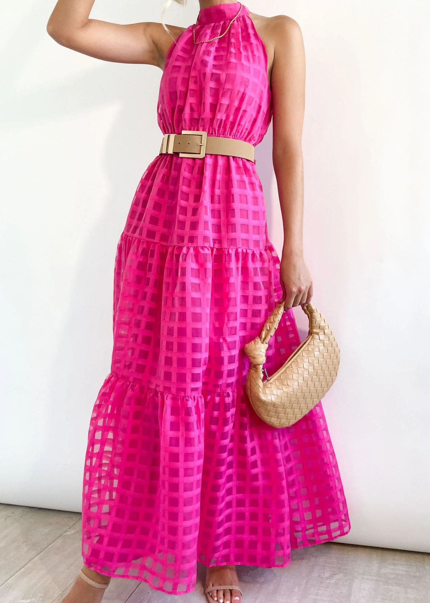 Women's Casual Sleeveless Waist Dress Women's Long Dress
