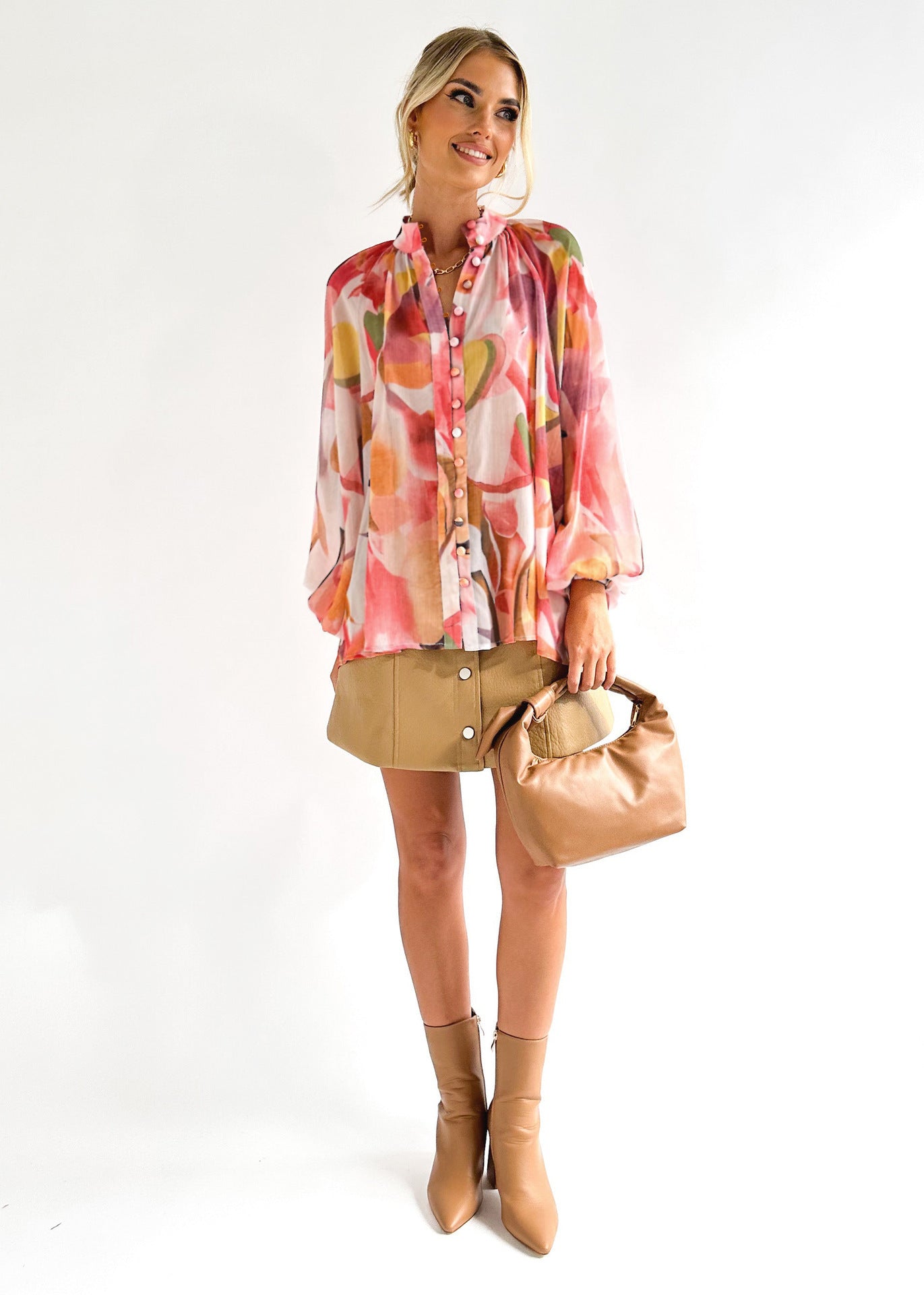 Women's Personality Printed Shirt Fashion V-Neck Women's Blouse