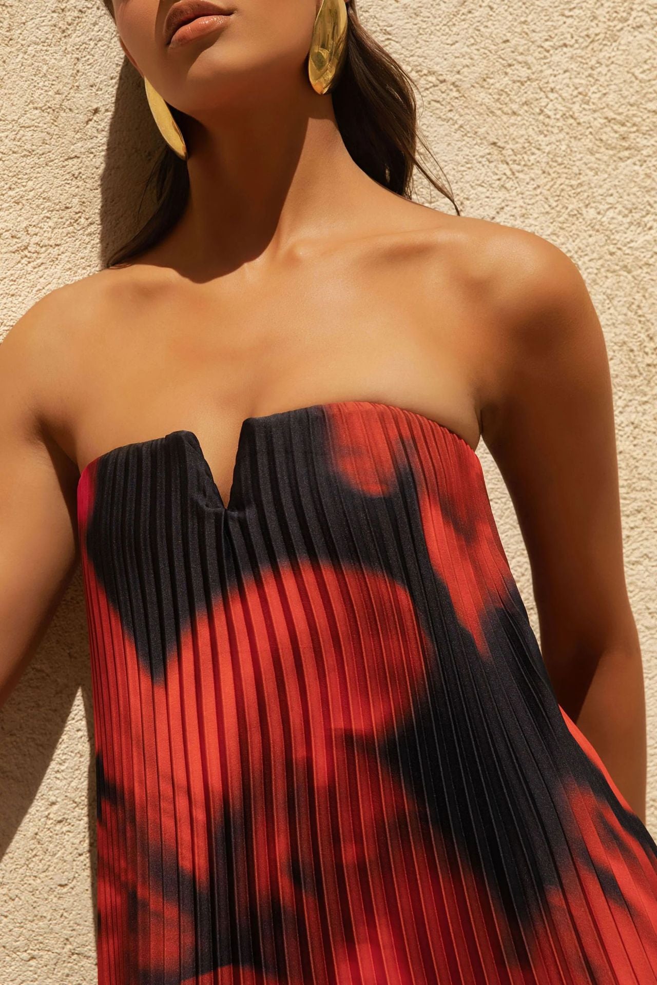 Women Printed Tubular Loose Pleated Long Dress