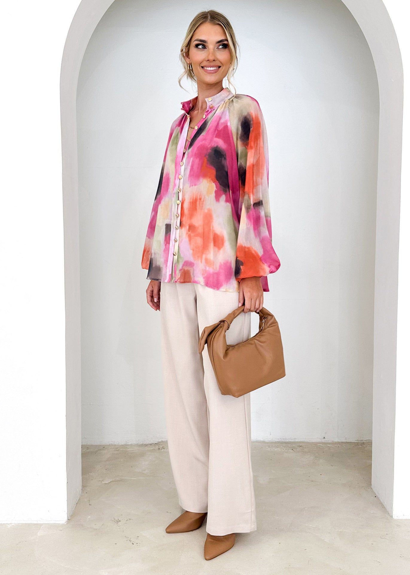Women's Personality Printed Shirt Fashion V-Neck Women's Blouse