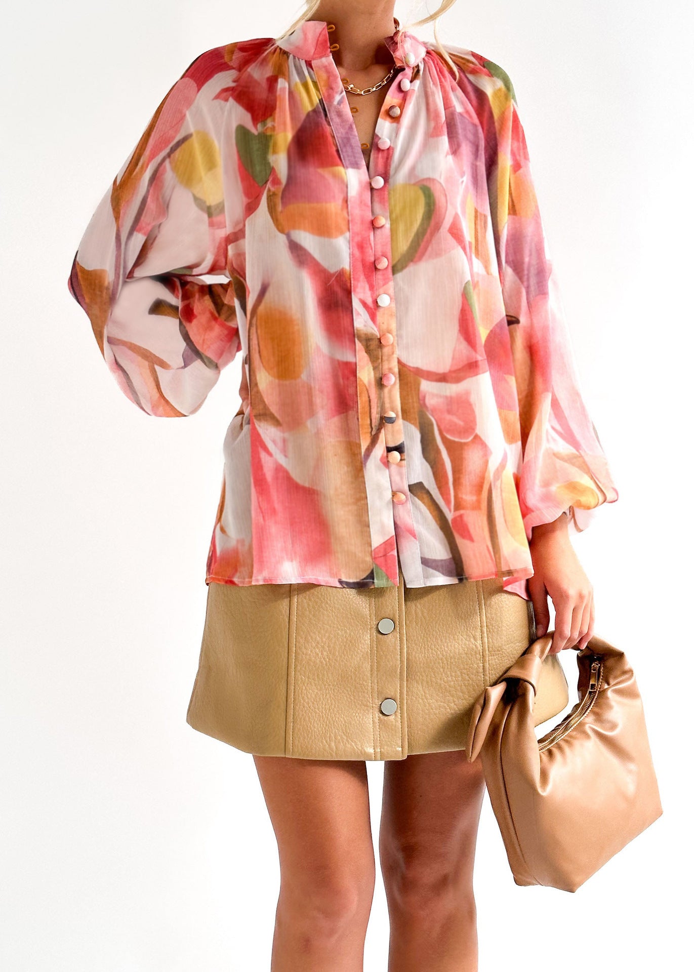 Women's Personality Printed Shirt Fashion V-Neck Women's Blouse