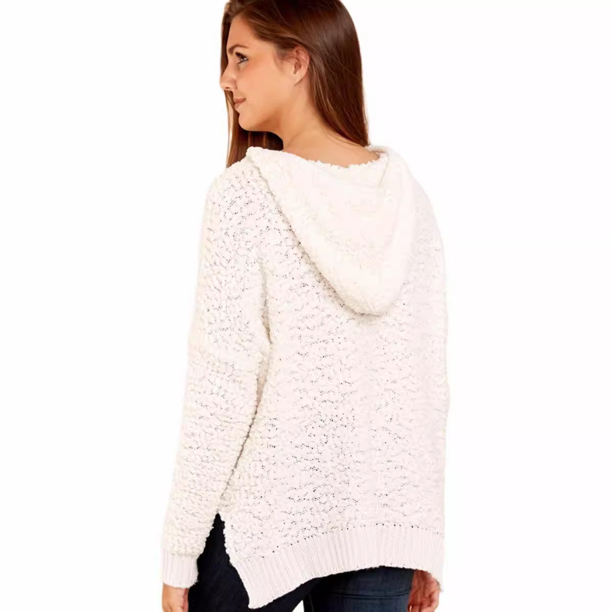Women's pullover hooded jacket knitted sweater