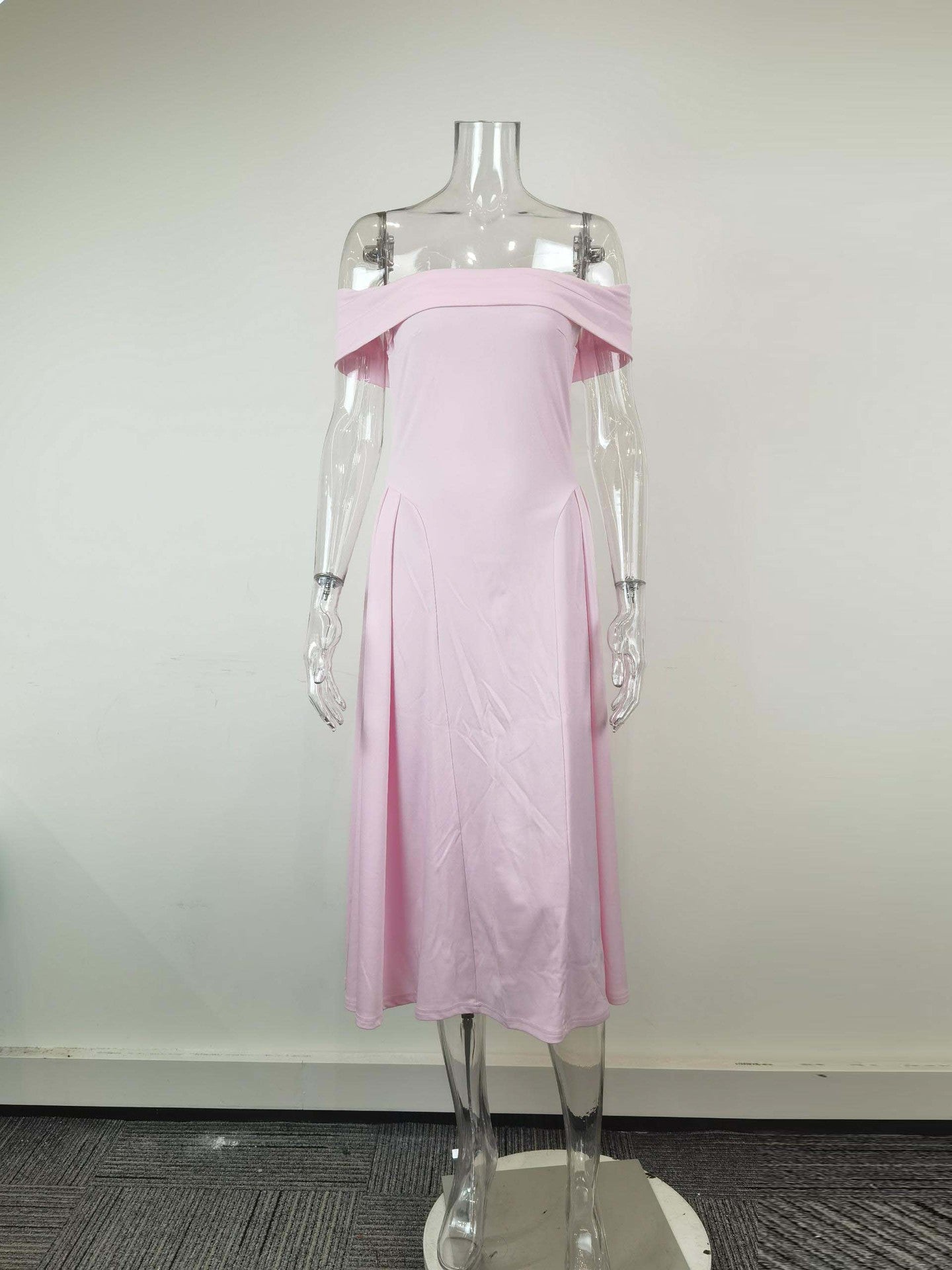 Women Casual Elegant Solid Color Off-Shoulder Dress Long Dress