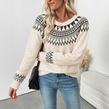 Casual Vintage Knitted Sweater Loose Crew Neck Sweater