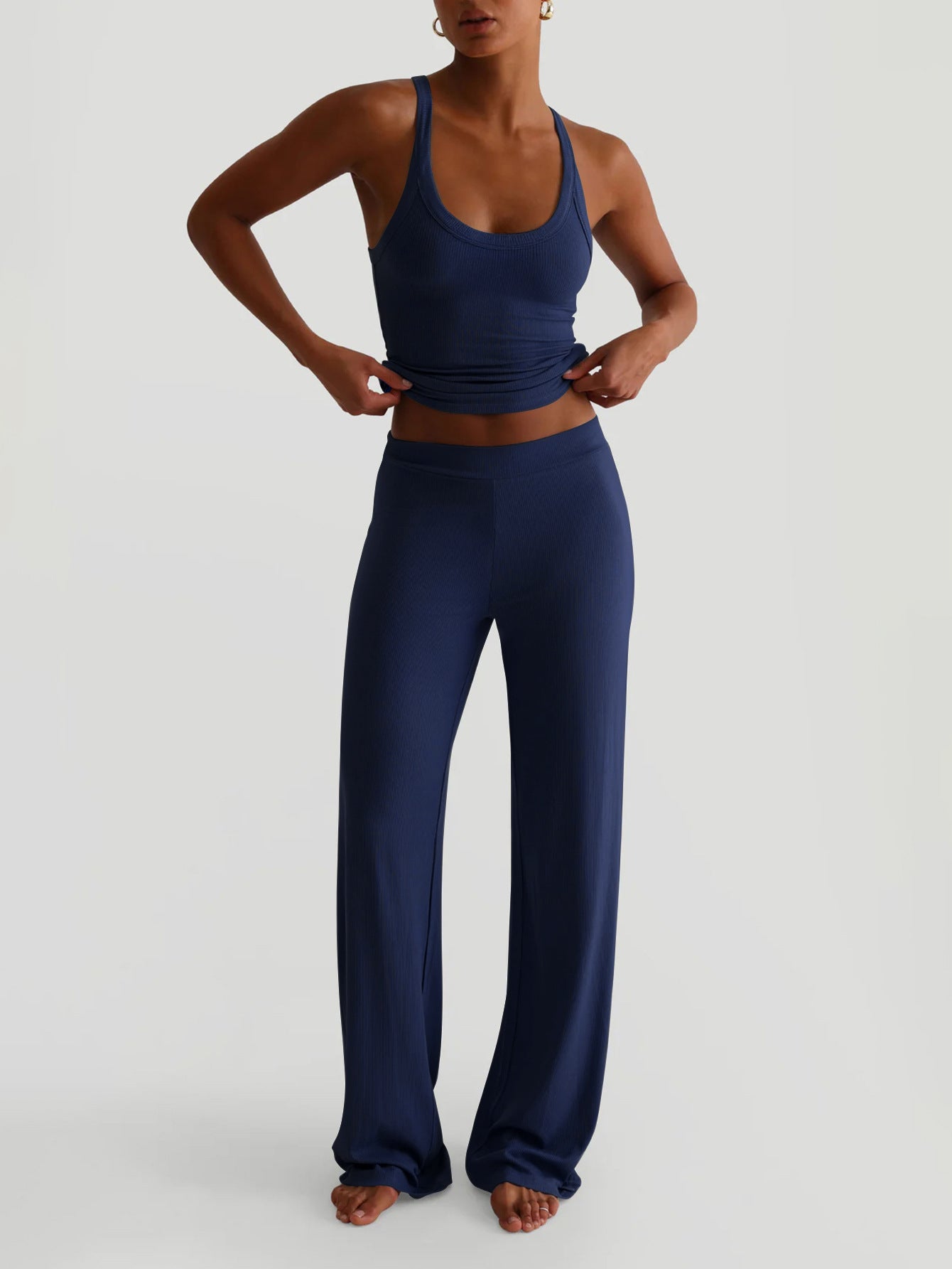 Women Yoga Sling Vest Wide Leg Pants Set