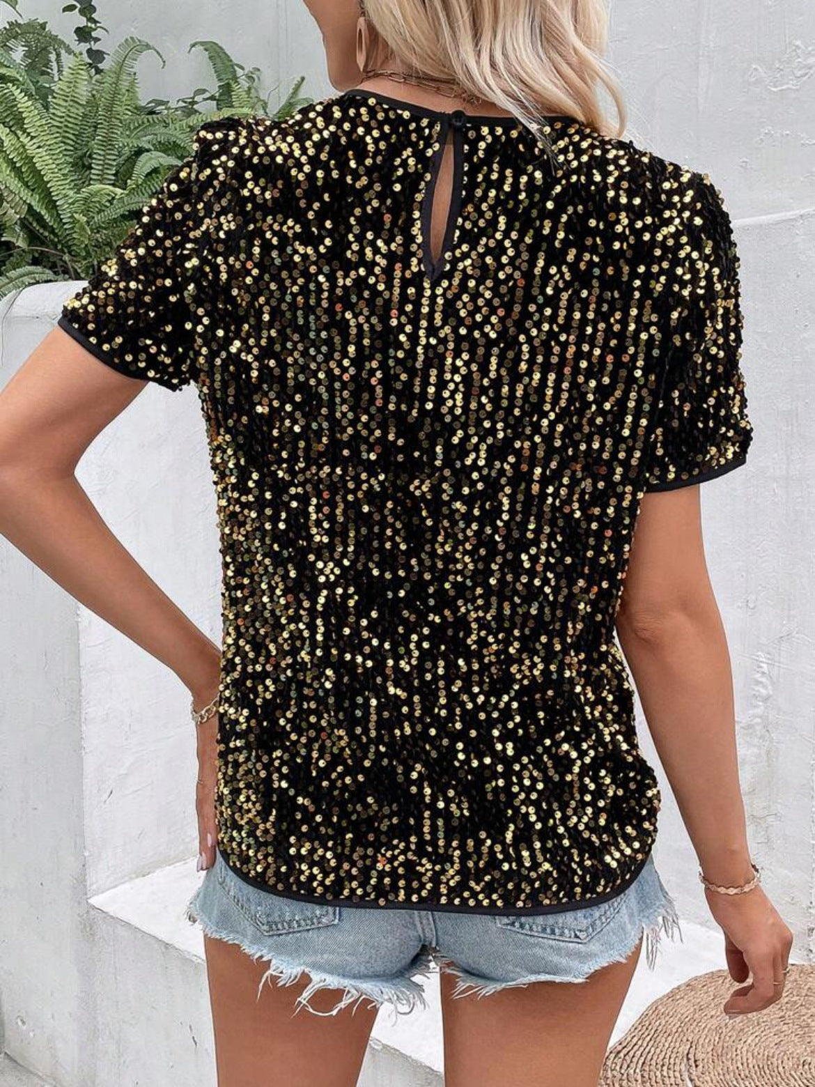 Short Sleeve Bag Neck Crew Neck Top Women's T-Shirt