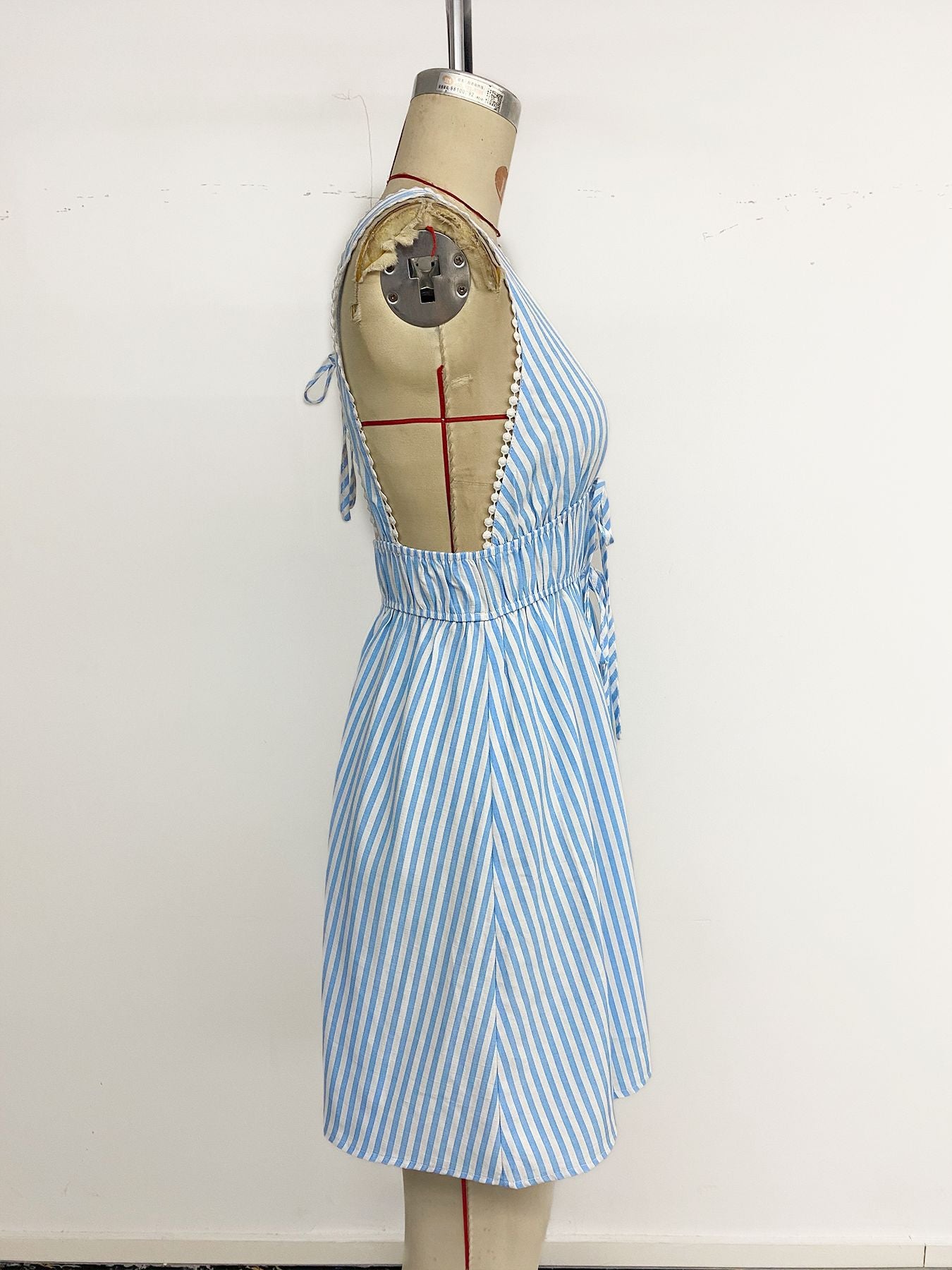 Women's Shoulder Strap Sleeveless Striped Dress