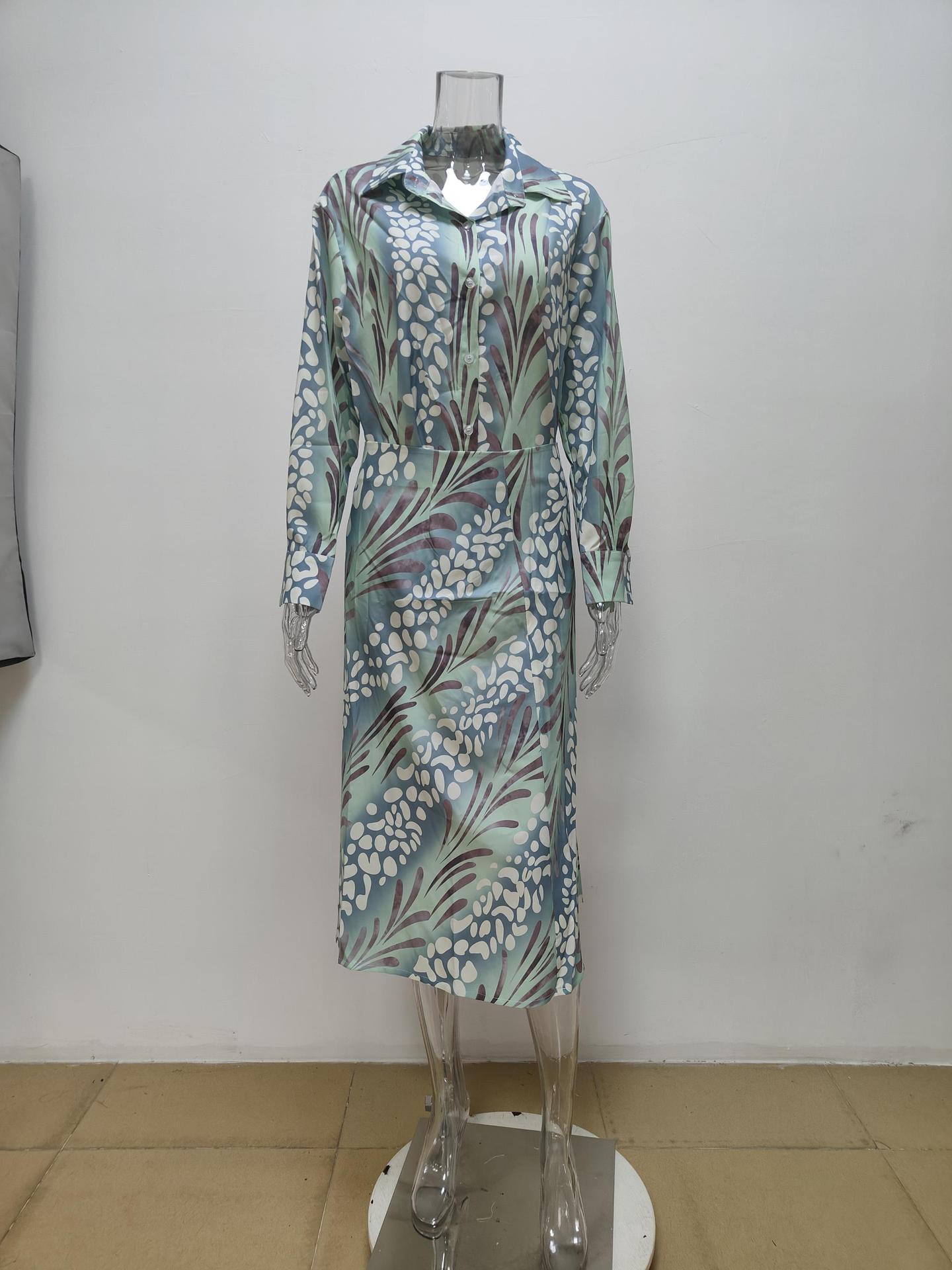 Women Sexy Elegant V-neck Print Slim Casual Dress