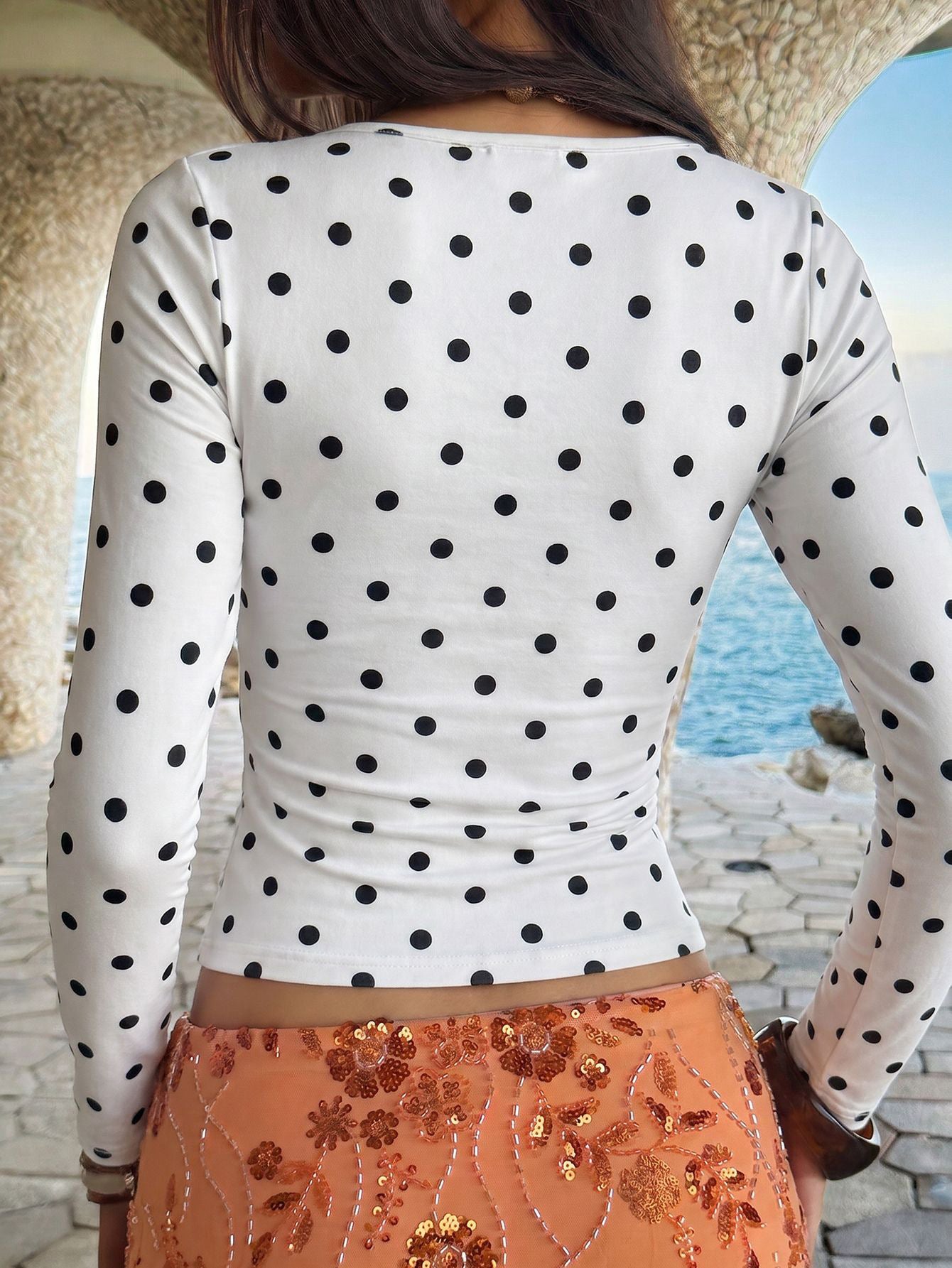 Womens Vintage Polka Dot Top