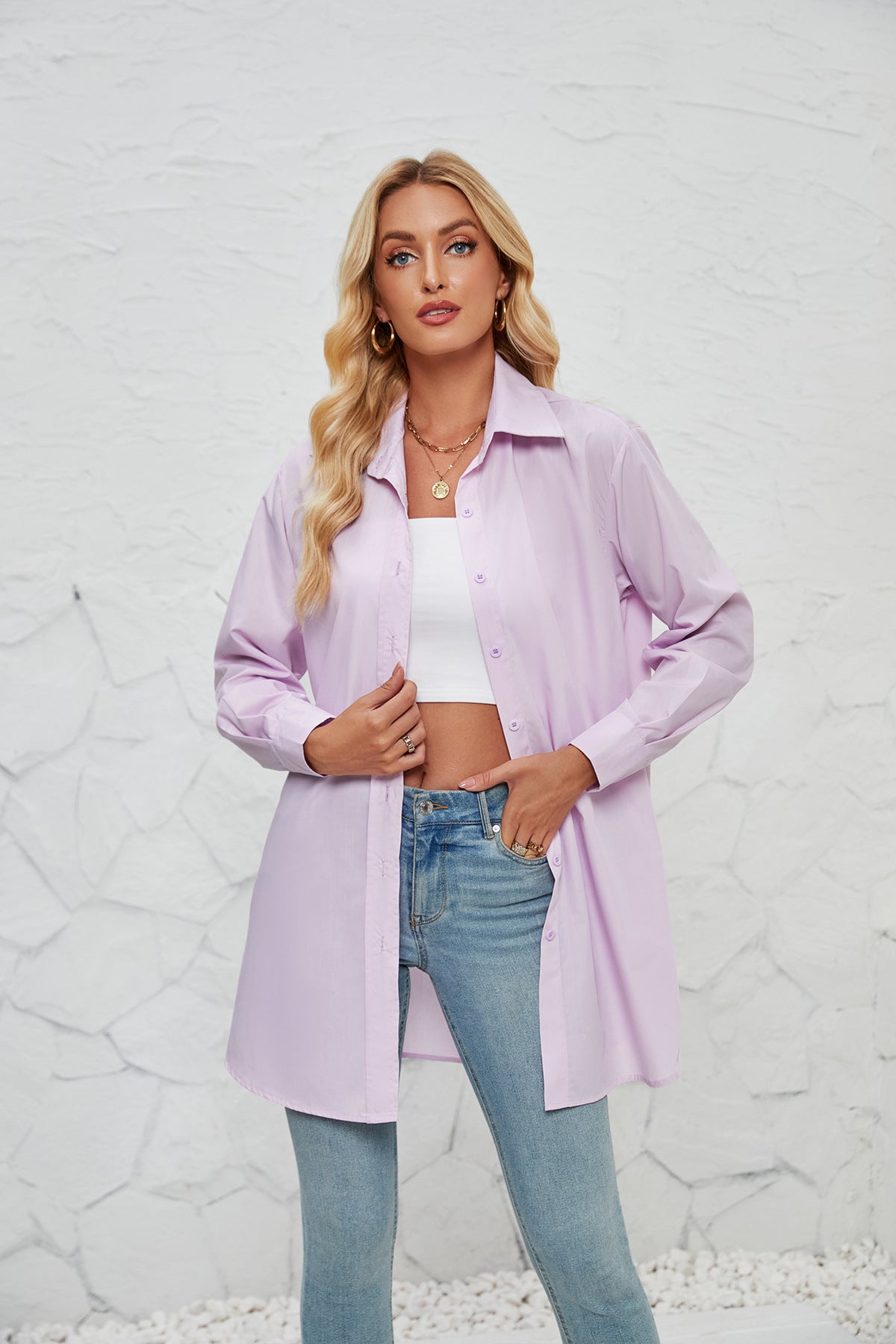 Women Jacket Solid Color Fashion Casual Long Sleeve Shirt Women