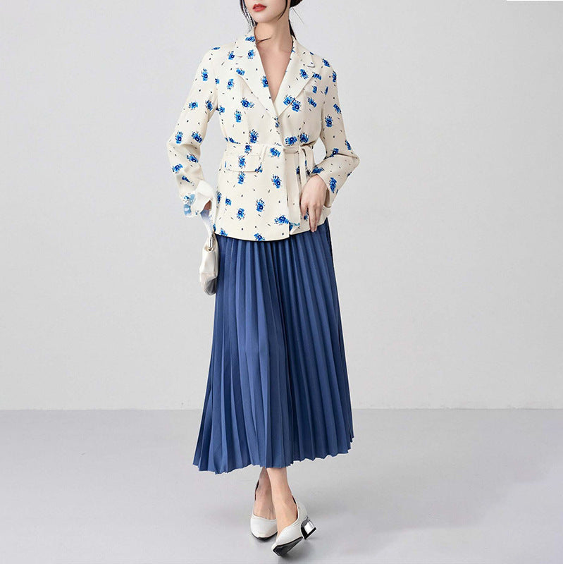 Women's Solid Color Lace-up Suit Collar Coat