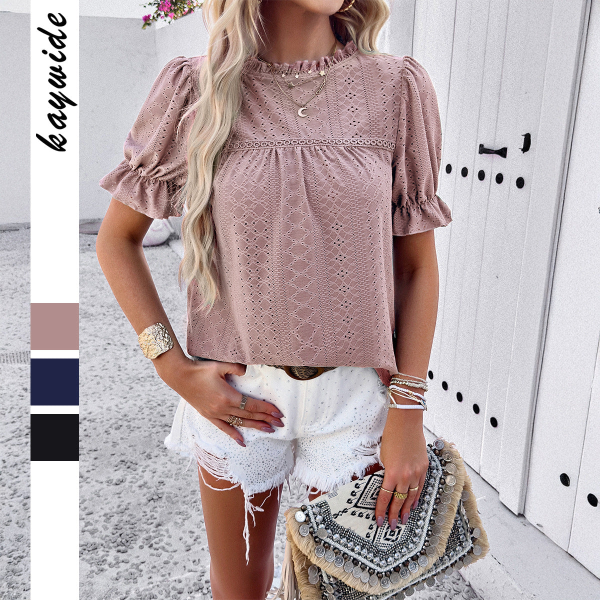 Casual Short-sleeved T-shirt Cardigan Top Shirt