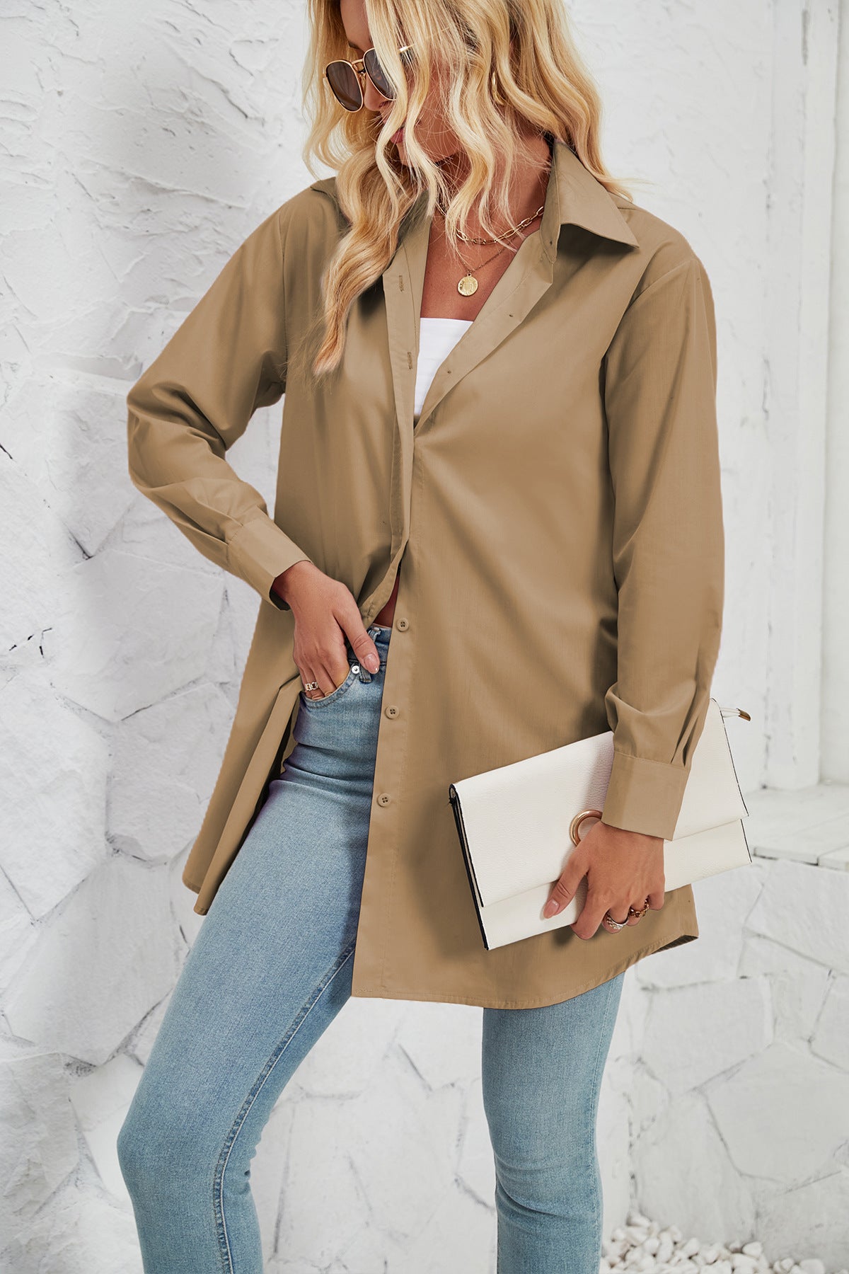 Women Jacket Solid Color Fashion Casual Long Sleeve Shirt Women