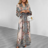 Women's Elegant V-Neck Loose Print Dress