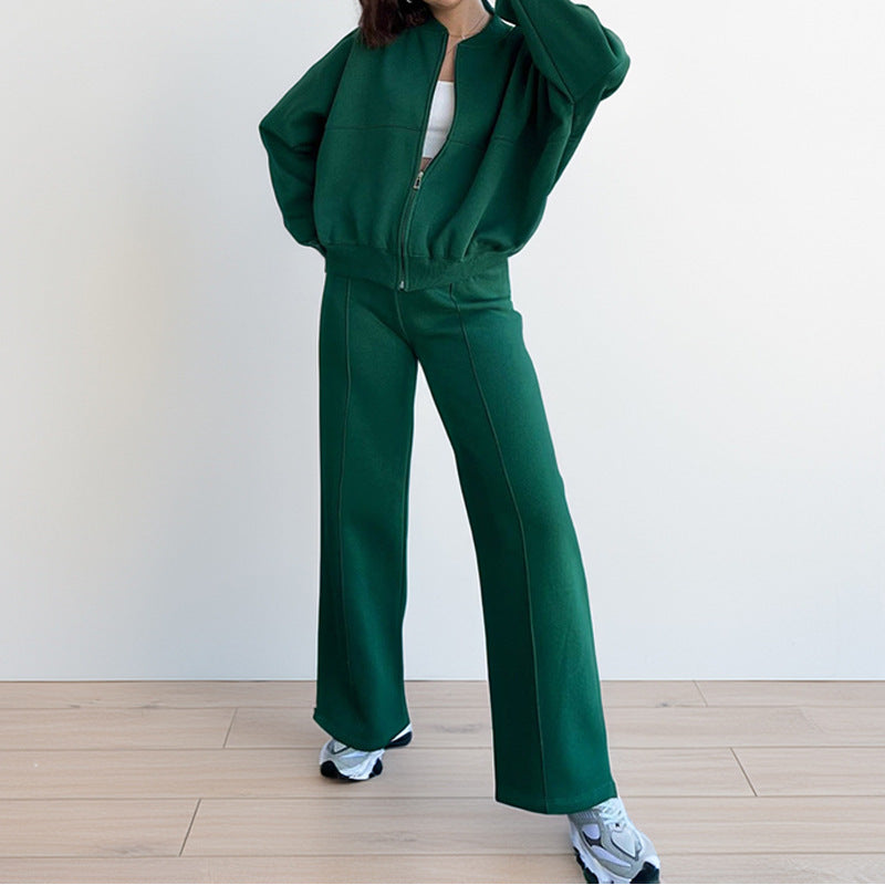 Women Sports and Solid Color Zipper Sport Suit