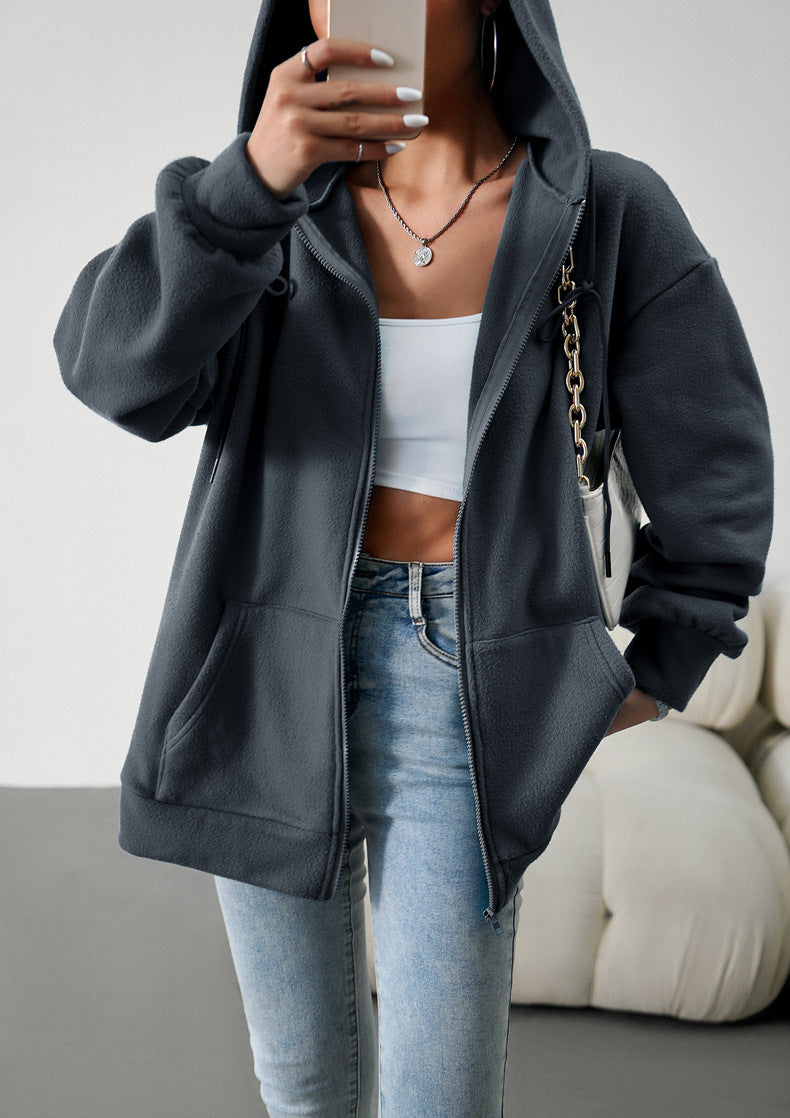 Women's Cute Hoodies Teen Girl Fall Jacket Oversized Sweatshirts Casual Drawstring Zip Up Y2K Hoodie with Pocket