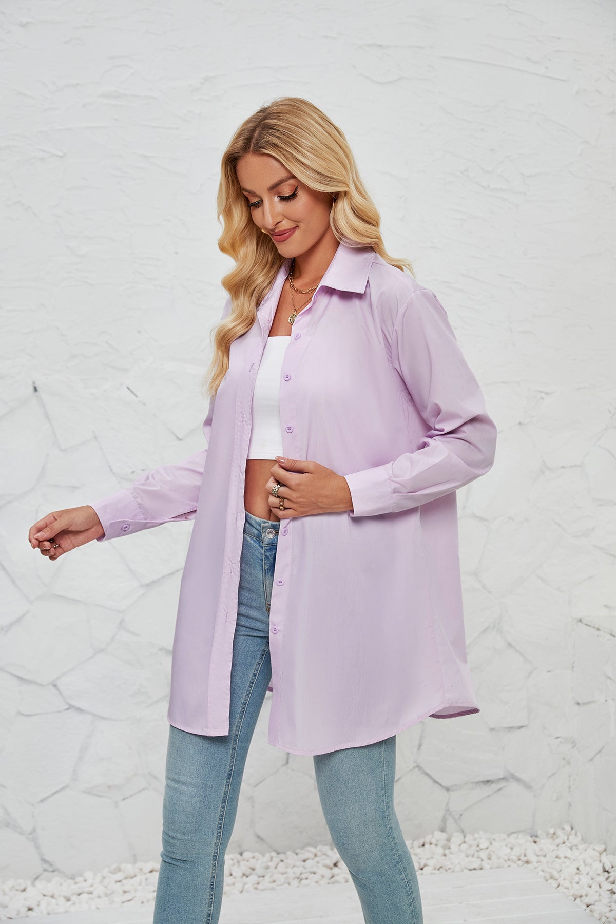 Women Jacket Solid Color Fashion Casual Long Sleeve Shirt Women