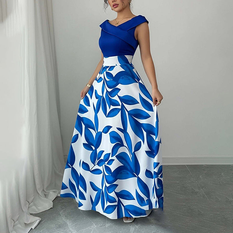 Women's Elegant Casual V-Neck Print Slim Fit Dress