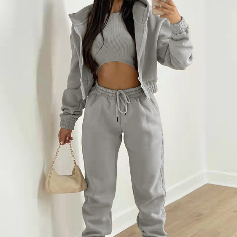 Women's Sports Casual Hooded Fleece Sweater Suit
