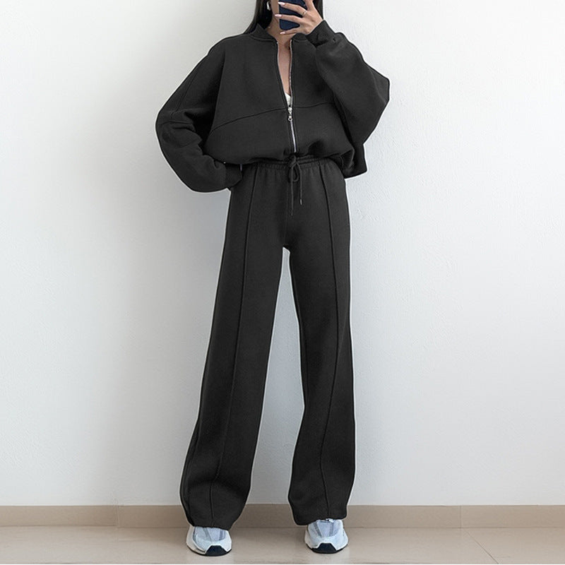 Women Sports and Solid Color Zipper Sport Suit