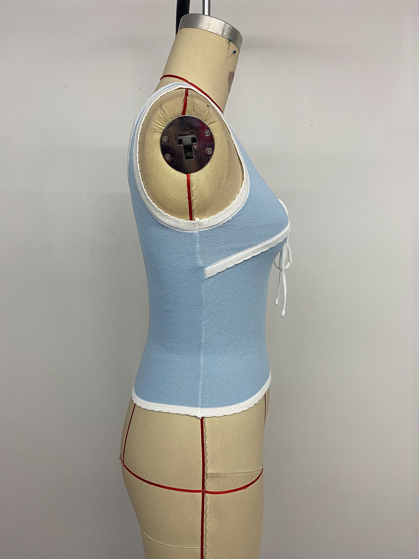 Vest Bow Contrasting Color Short Vest Women