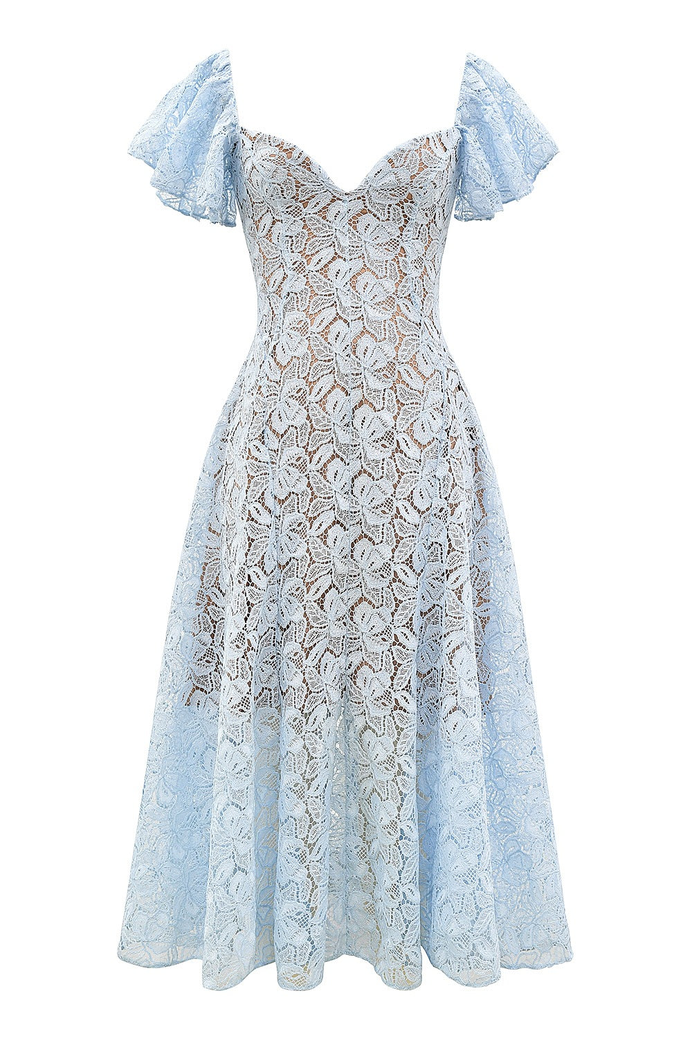 Women Lace High Waist Skinny V-Neck Sexy Short Sleeve Long Dress