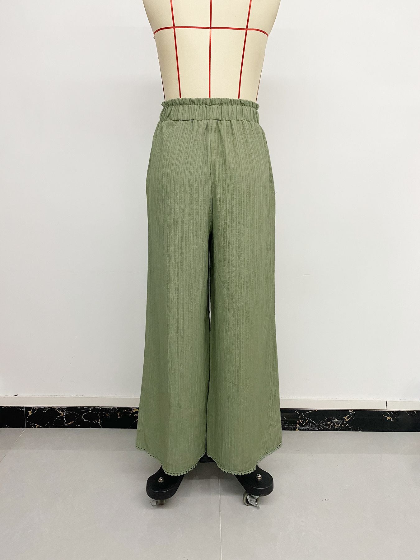 Women's Casual Pants Elastic Solid Color Wide Leg Pants