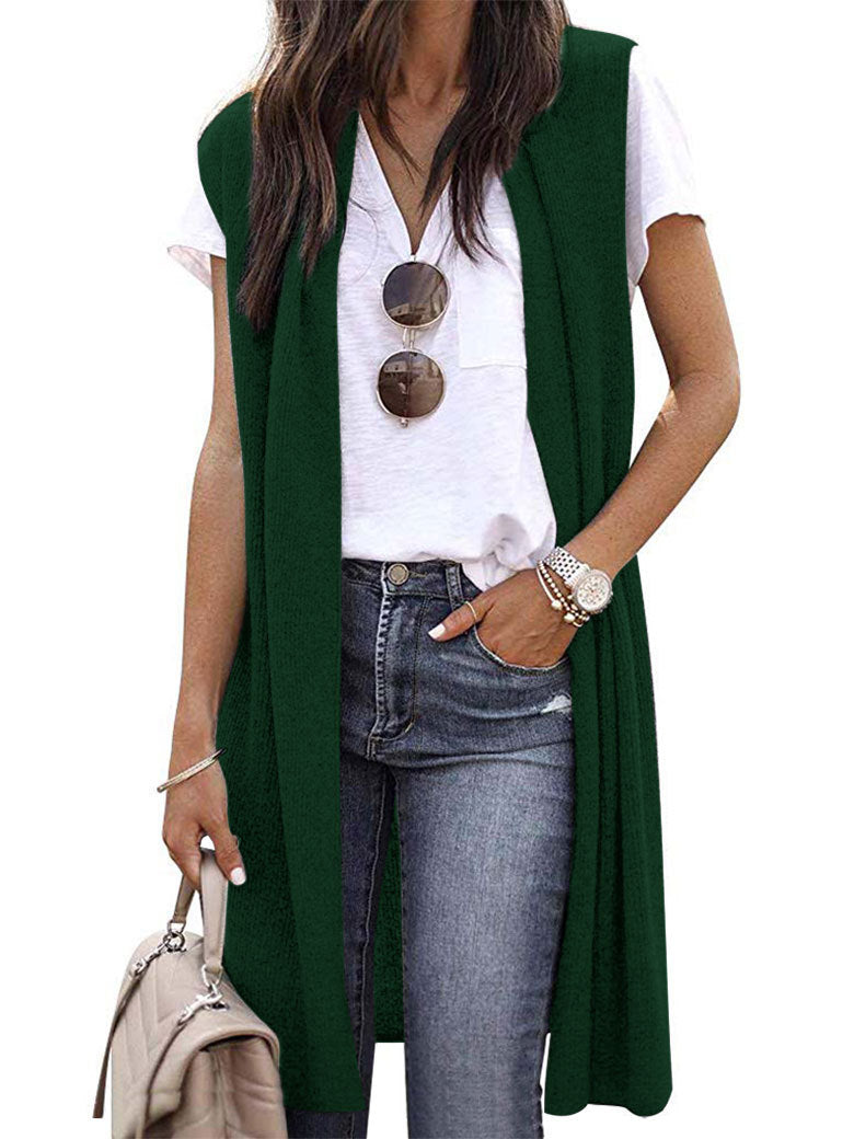 Women's Cardigan Fashion Medium and Long Sleeveless Vest Women