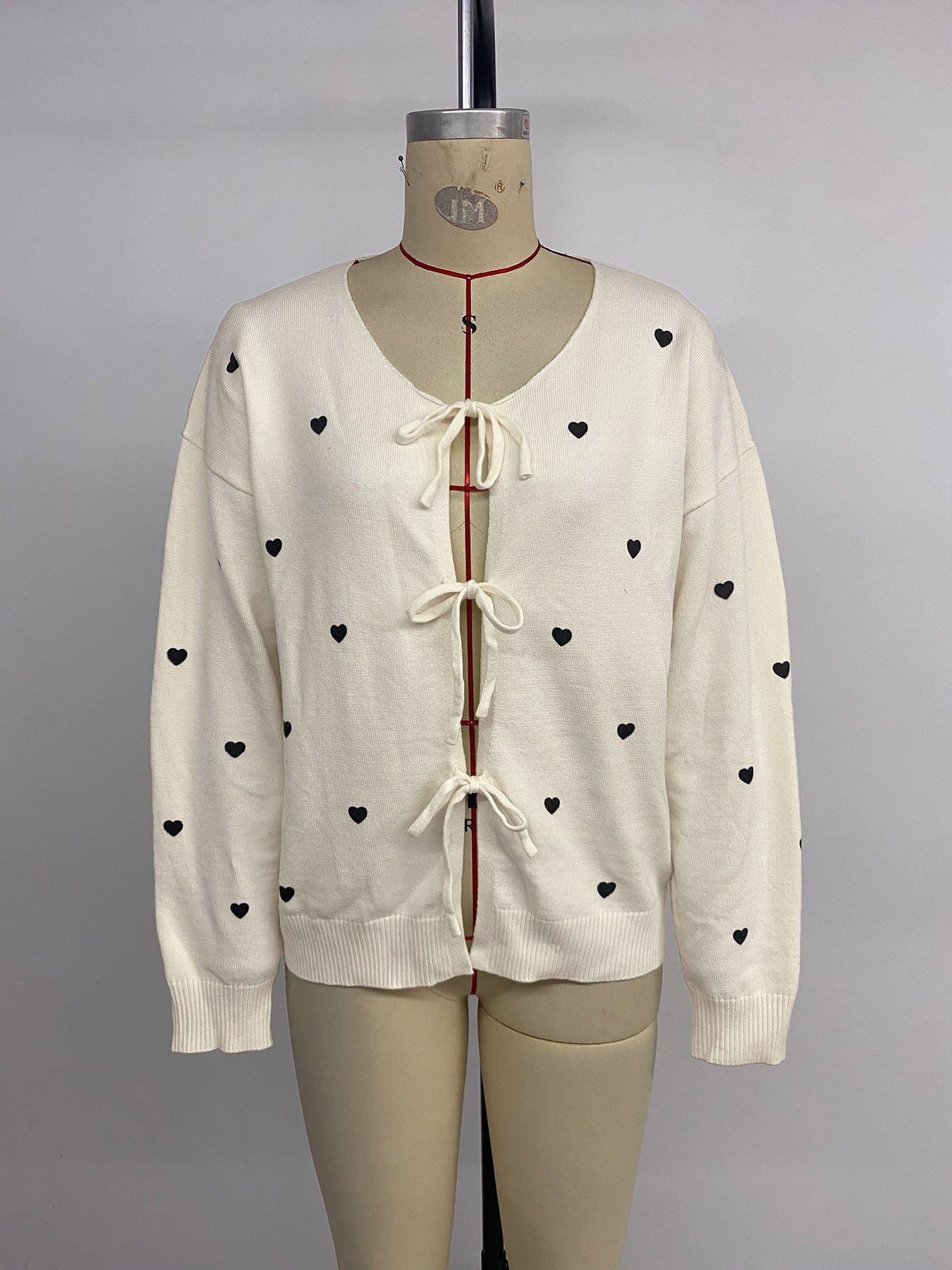 Jacket Love V-neck Lace-up Cardigan Sweater Women