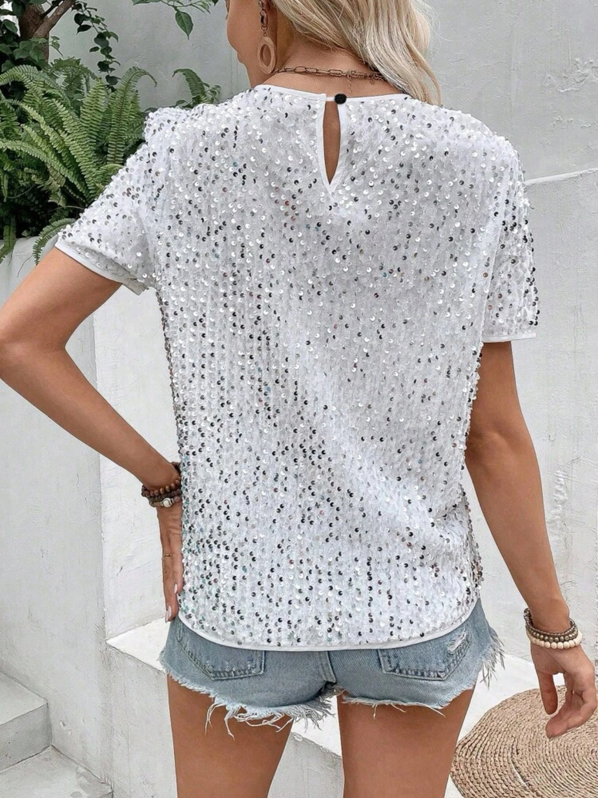 Short Sleeve Bag Neck Crew Neck Top Women's T-Shirt