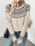Casual Vintage Knitted Sweater Loose Crew Neck Sweater
