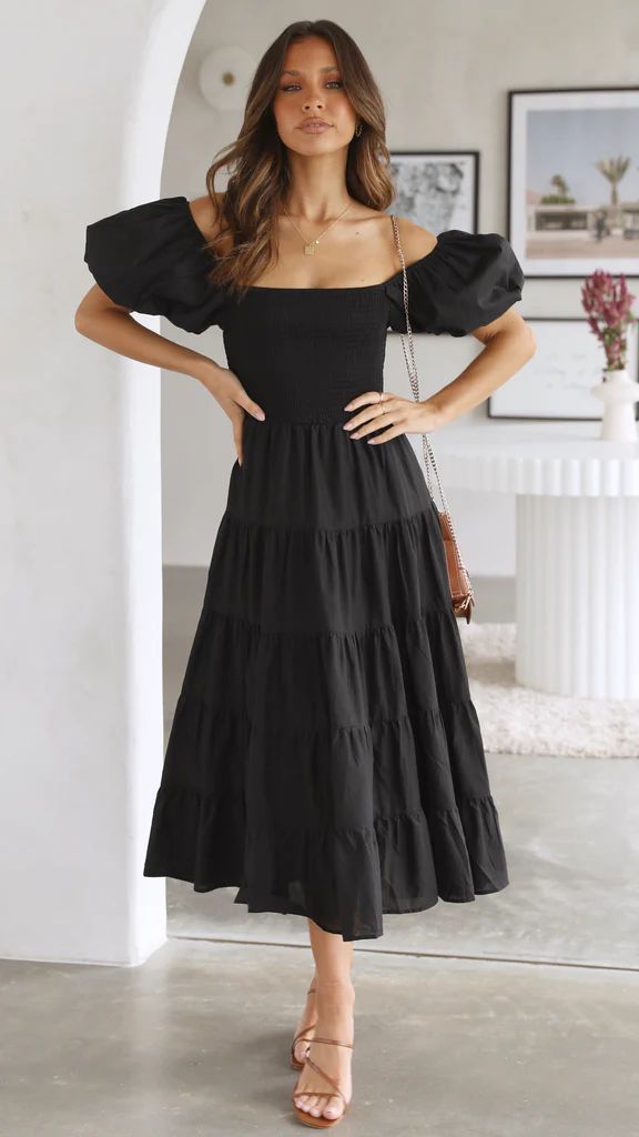 Women Bubble Sleeve Holiday Skinny Long Dress High Waist Shoulder Print Dress