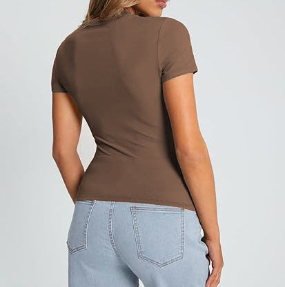 Women T-Shirt Slim-Fit Crew Neck Skinny Sexy Summer Top