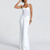 Women's Elegant Neck Solid Color Lace-up Slim Dress