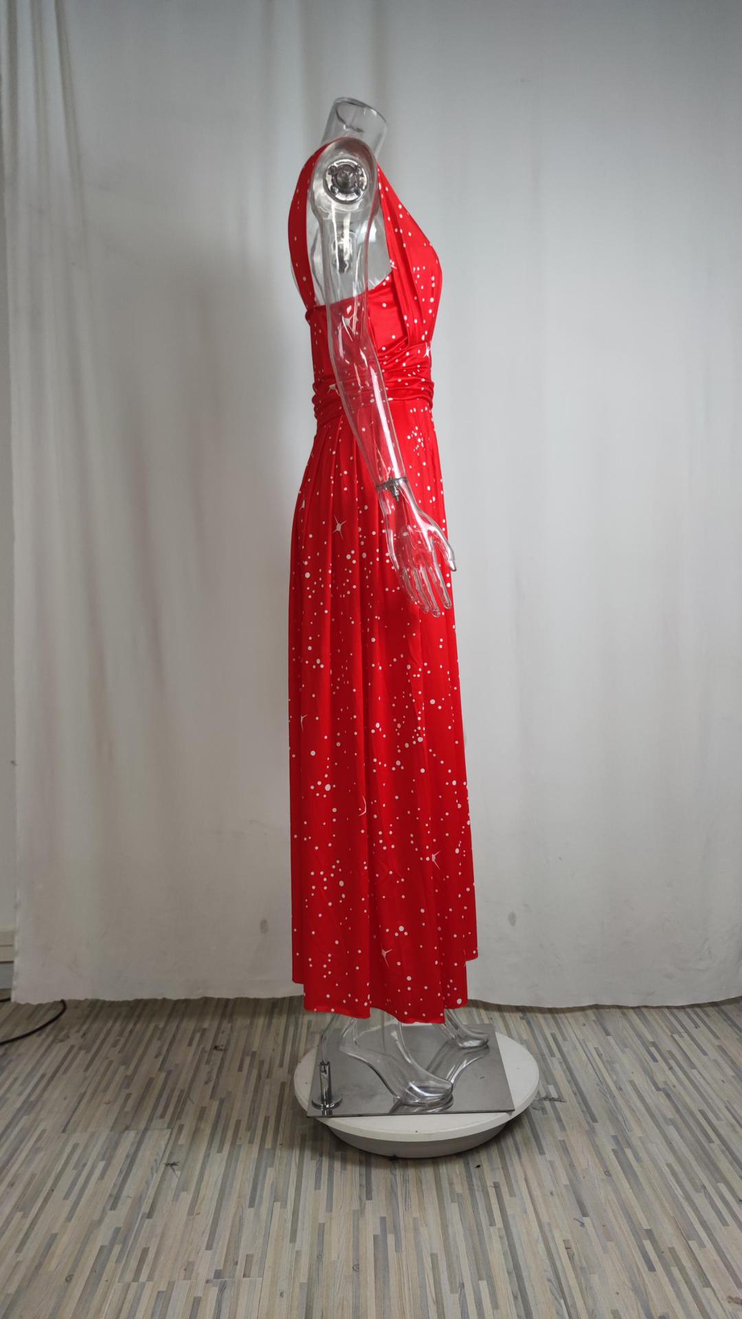 Women's Slanted Shoulder High-waisted Dress