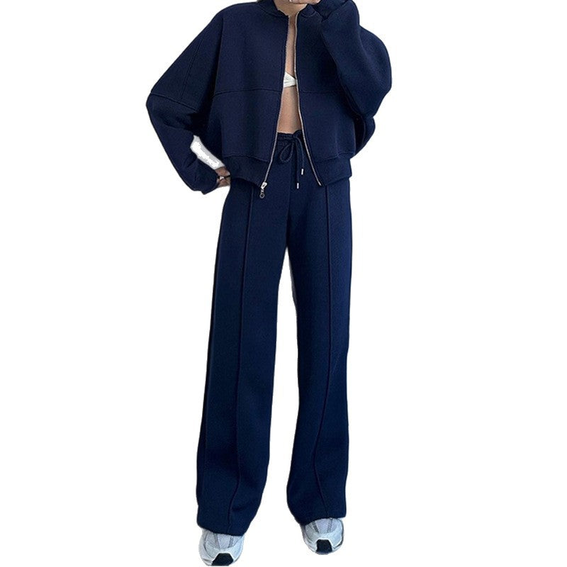 Women Sports and Solid Color Zipper Sport Suit