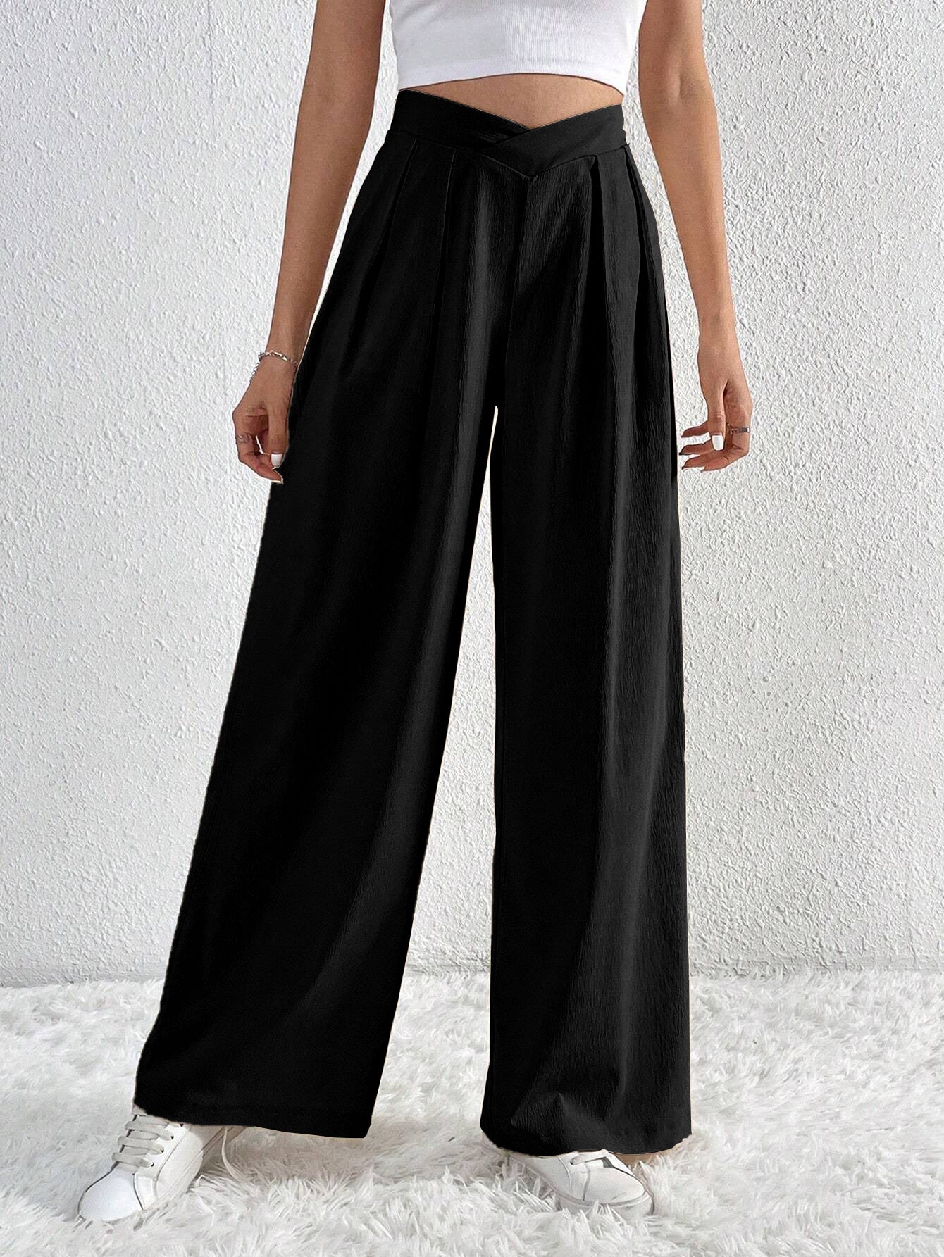 Women Pleated Casual Wide Leg Pants Loose