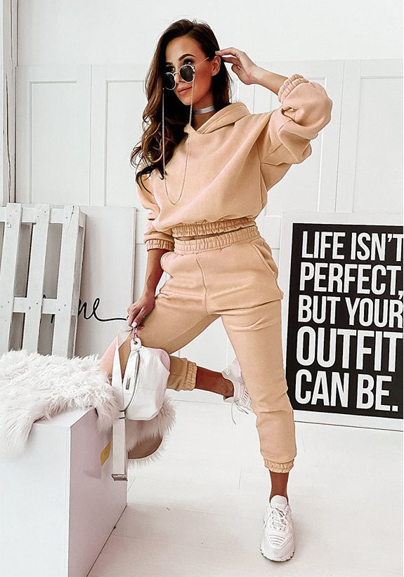 Womens Hooded Women's Fashion Sweater Set